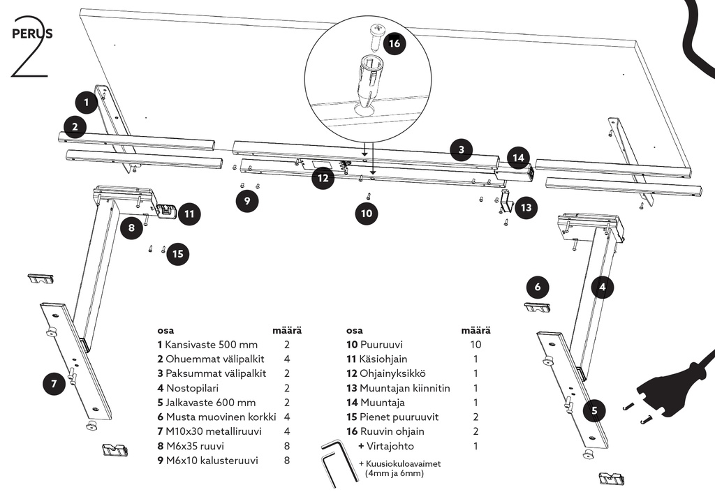 Sähköpöydän runko Perus2