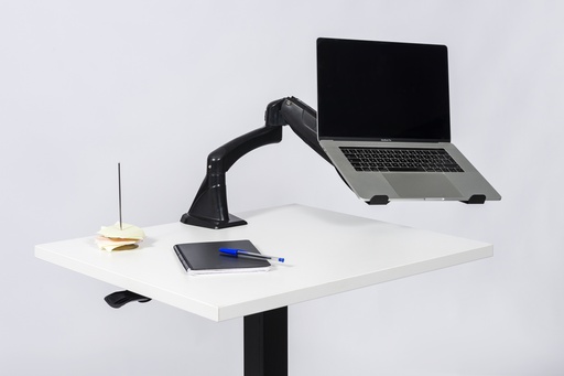 Laptop stand to adjustable monitor arm